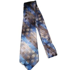 VAN HEUSEN Blue &‎ Browns Square Grid Neck Tie